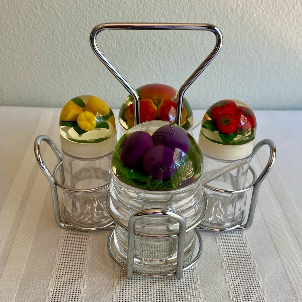 Vintage Acrylic Condiment Set Lucite